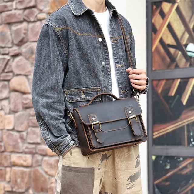 本革 ハンドメイド ショルダーバッグ メッセンジャーバッグ 通勤バッグ 