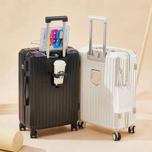スーツケース キャリーバッグ 耐衝撃 カップホルダー付き USB