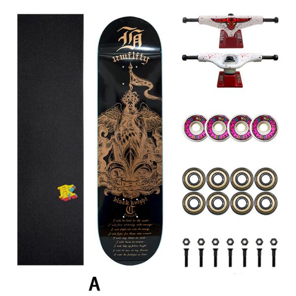 Black knightスケートボード コンプリート スケボー 完成品 アクスル中空 初心者 プロ 大人 子供 ジュニア パーク ストリート bkt1 Black knightスケートボード コンプリート スケボー 完成品 アクスル
