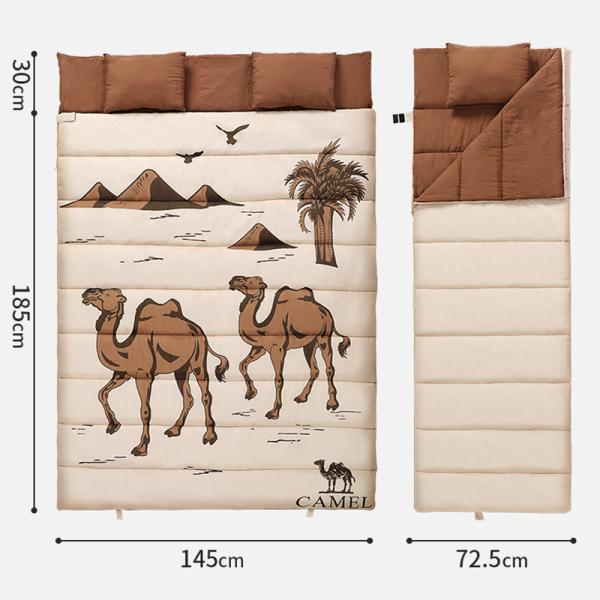CAMEL ダブル 寝袋 2人用 連結/分割可能 カップル シュラフ 中綿 215*145cm 軽量2.8kg 適合気温5-15℃ 防水 防風 保温 cml10_2