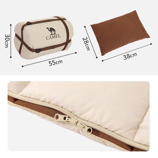 CAMEL ダブル 寝袋 2人用 連結/分割可能 カップル シュラフ 中綿 215
