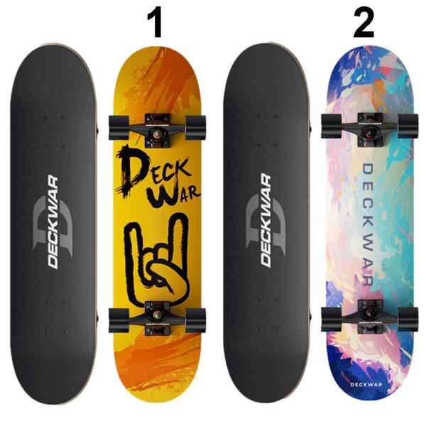 DECKWAR スケートボード コンプリート 組立済/即用可 全14色 ウィール選べる ハードウィール/クルーザーウィール プロ/初心者 ショートスケートボード dca01 DECKWAR スケートボード コンプリート 組立済/即用可 全14色 ウィール