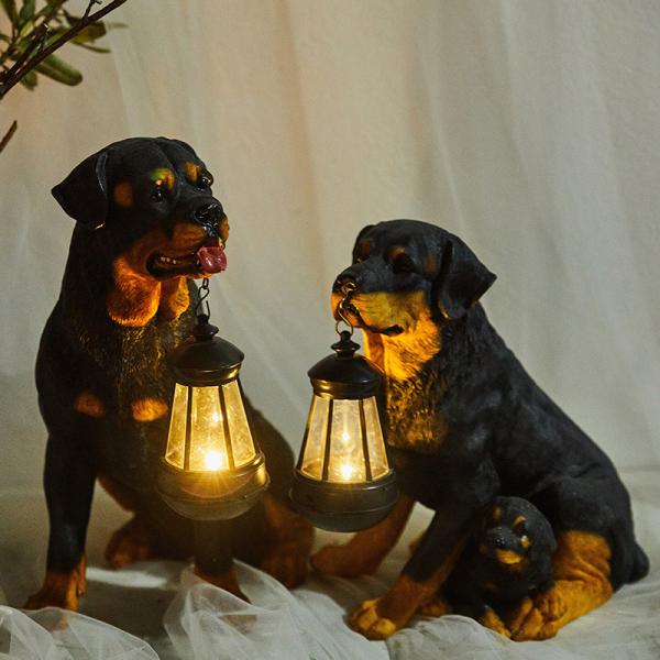 犬 いぬ イヌ 置物 LEDライト 太陽光充電 ソーラーエネルギー 庭 ガーデニング オブジェ 動物 防水 garden06_6