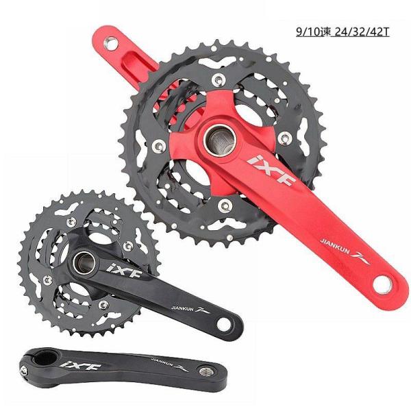 JIANKUN MTB用 クランクセット 一体型中空 24-32-42T 30速 チェーン
