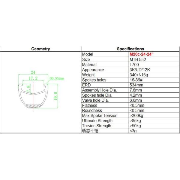 24インチ/29インチ MTBリム一本カーボンリム マウンテンバイクリム 高 24インチ/29インチ MTBリム一本カーボンリム マウンテンバイクリム 高