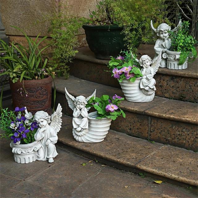 オブジェ 北欧 庭 置物 植木鉢 インテリア 天使 エィンジェル
