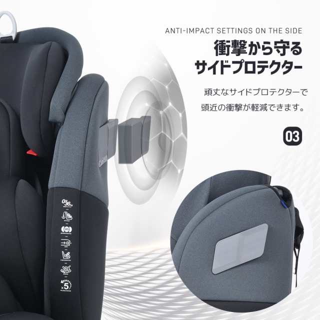 チャイルドシート 新生児 ISOFIX 0歳?10歳 360度回転式 ジュニアシート キッズシート ロングユース 長く使える 取付け簡単 自動車 カー用品 - 1