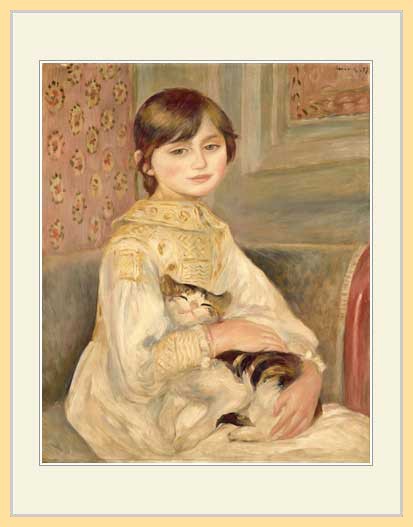 複製画・額縁付き・ルノワール・「猫を抱く子ども」