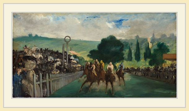 複製画・額縁付き・マネ・「The Races at Longchamp」
