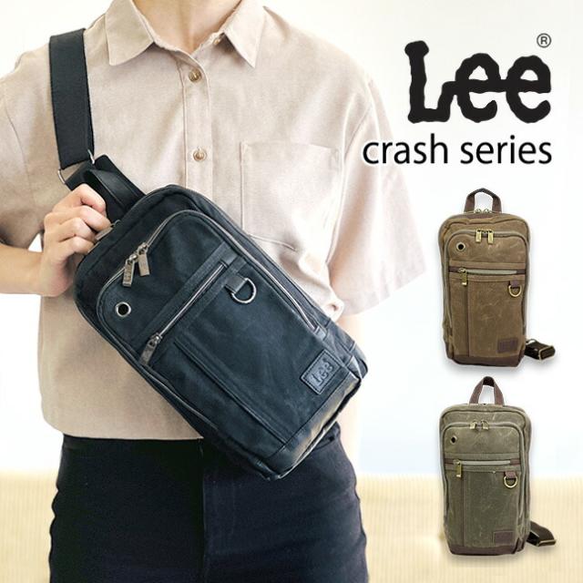 ボディバッグ ワンショルダーバッグ メンズ 320-4033 Lee リー crash ボディバッグ ワンショルダーバッグ ベルト左右付け替え可能 カジュアル かっこいい おしゃれ ビンテージ感 パラフィン素材 イヤホンホール付き 男子 男性 メンズ 通勤 お買い物 旅行 修学旅行 街歩きの通販は