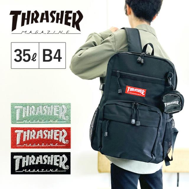リュック 通学 大容量 男子 thb-0031 THRASHER スラッシャー カラーネーム 2層リュック 35L ミニポーチ付き A4 B4 PC タブレット 通学リュック 部活 旅行 修学旅行 林間学校 合宿 かっこいい メンズ レディース 高校生 中学生 大学生 スケーターブランド ストリート系の通販は