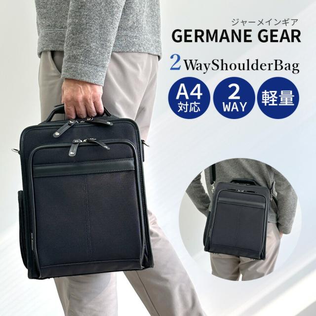 メンズ ショルダーバッグ 2way 斜めがけ A4 縦型 軽量 大容量 ビジネスバッグ ブランド 33738 GERMANE GEAR ショルダー 肩掛け 手持ち 手提げ 多機能 通勤 出張 旅行 軽い 使いやすい 斜め掛け メンズバッグ シンプル おしゃれ おすすめ かっこいい 男性 黒 プレゼント