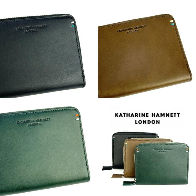 メンズ 紙入れ 二つ折り ジッパー 本革 ブランド名 ラウンドファスナーコンパクト 黒 490-52103 KATHARINE HAMNETT LONDON  キャサリン・ハムネット ベガ 革 なめし革 小さめ 御釣り入れあり 格好のいい かっこいい 分かりやすい 一般受け 成人男性 御父っつぁん おじいちゃん 通い 旅する 国産牛皮