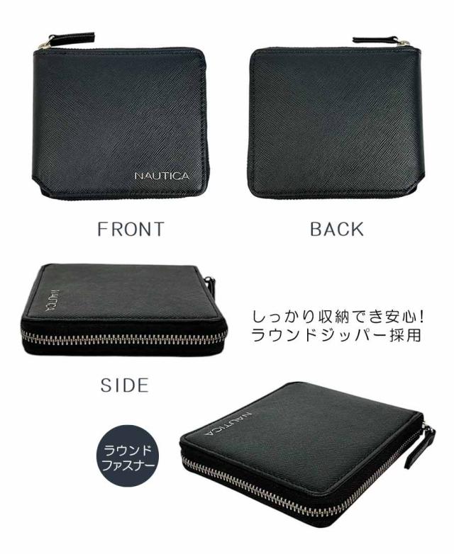 二つ折り財布 メンズ レディース 本革 4nt0021 NAUTICA ノーティカ 2つ折り財布 ロゴメタル 角シボ 小銭入れ付き 財布 ラウンドファスナー 束入れ 大容量 ウォレット ブランド 牛革 高級感 人気 プレゼント 紳士 婦人 上質 革 財布 男性 女性 旅行 買い物 お洒落 プレゼント_3