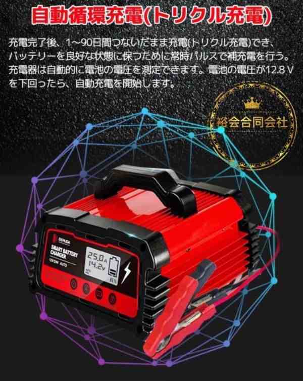 25A 自動パルスバッテリー充電器 12V/24V 維持充電方式 バッテリー診断