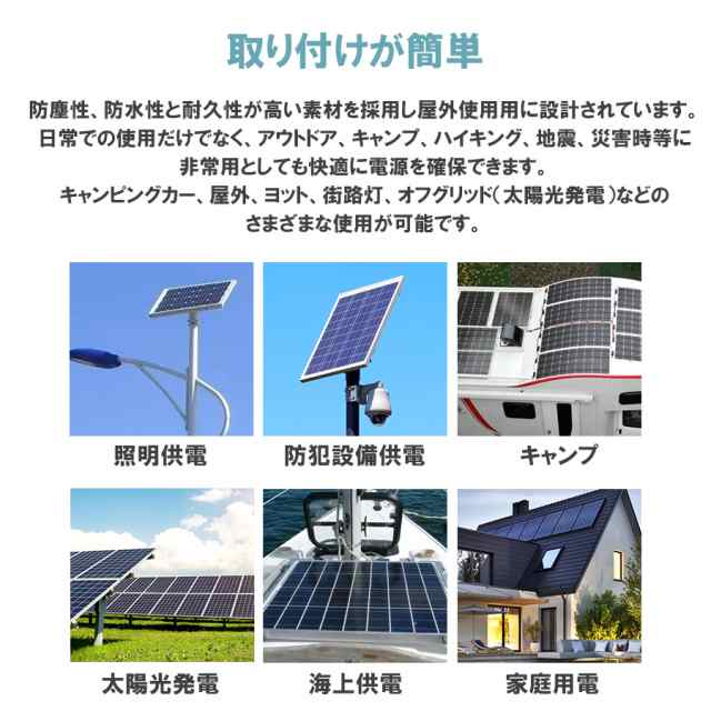 ソーラーパネル 100W 単結晶 1枚入 高変換効率　太陽光パネル 太陽光チャージ ポータブル電源充電 太陽光発電
