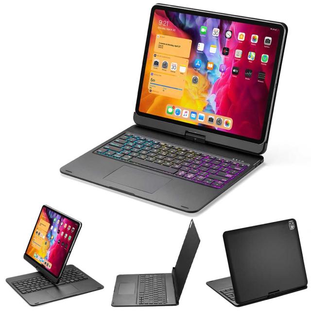 iPad Pro 12.9 第3世代 第4世代 360度回転 タッチパッドキーボード磁力吸着カバー bluetoothキーボード リチウムバッテリー内蔵 リモートワーク トラックパッド