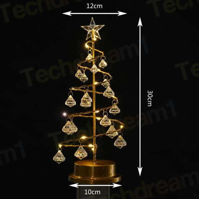 クリスマスツリー ライト 卓上 LEDワイヤライト クリスタルクリスマスツリー キラキラ光る 星型ツリートッパー ミニツリー ライト 電池式