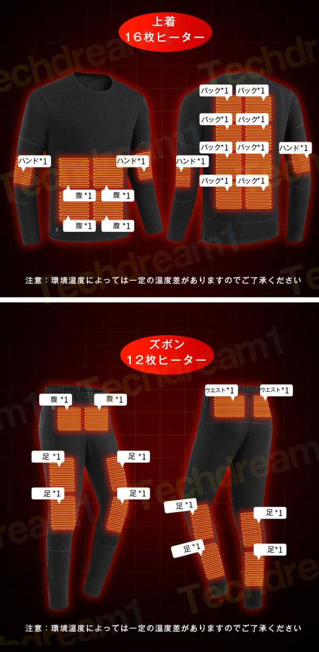 スピードヒート 電熱インナー 28箇所発熱 軽量 電熱ウェア 上下セット
