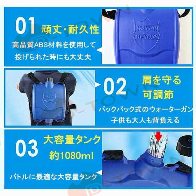 水鉄砲 最強 超強力飛距離10m バックパック式のウォーターガン 大容量タンク型 1080cc 水ピストル 夏の定番 水遊び プール  水でっぽうの通販はau PAY マーケット - TECHDREAM3 | au PAY マーケット－通販サイト