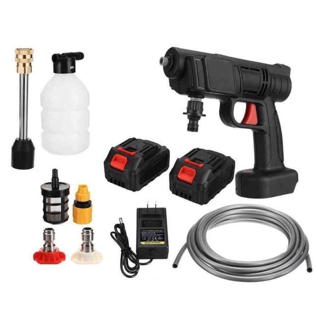 即納 高圧洗浄機 充電式 コードレス 充電式ハンディウォッシャー ２つバッテリーおまけ付き 吐出圧力2.4Mpa 吐出水量3.8L/min コンパクト 軽量 強力噴射洗車掃除