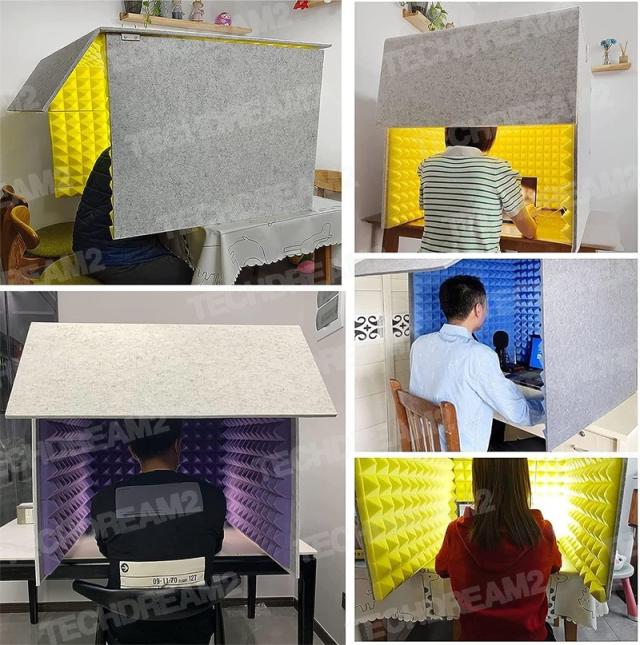 リモート テレワーク用 簡易ブース 卓上 防音  吸音 ボックス 折り畳み 防音ボックス テレワーク 簡易防音室 卓上吸音ボックス 防音室 1