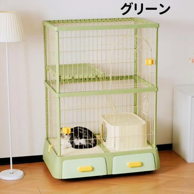 猫ケージ 掃除しやすいトレーケージ キャットケージ 2段 多頭飼い 大型 キャスター付き 引き出しトレー 組み立て簡単 猫ドア キャットハウス ペット ゲージ 猫 ゲージ ネコ ハウス 留守番 保護 脱走防止 ペットケージ_16
