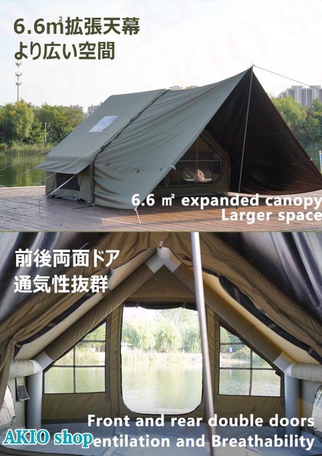 一体型エアポール 6+6平米ポール拡張 簡単設営 広々空間 インフレータブルキャンプテント 4-6人用 防風防雨 遮光日焼け防止 ブラックコーティング天幕 防蚊 四季対応 収納バッグ付き キャンプ 高品質 防水 防湿 防災 宿泊 アウトドア キャンプ用品 家族でのお出かけに最適_9