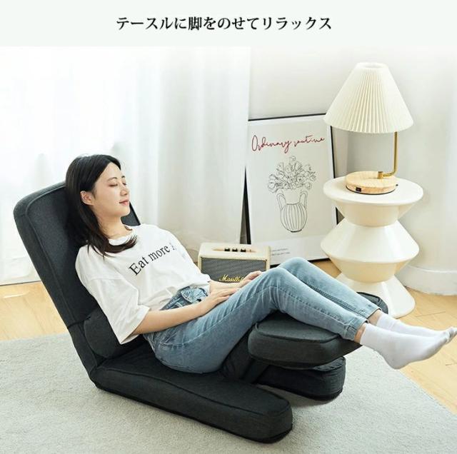 ゲーミング座椅子 多機能 5速調整リクライニング おしゃれ オットマン 座椅子 ハイバック 腰当て 足置き クッション こたつ テレワーク 1人掛け 一人用_1