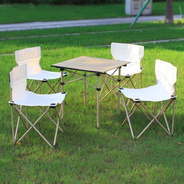 便利 アウトドア椅子 折り畳み 春の外出 テーブル チェア 5点セット アウトドア キャンプ用品 セットレジャー アルミテーブル椅子 収納袋付き (5点セット)