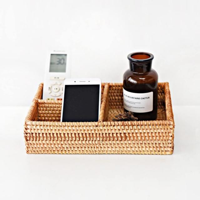 ラタンバスケット ラタンかご スクエア型 手織りトレー 籐かご 小物入れ お菓子収納 手織りラタントレイ 籐のバスケット 和風 収納 ストレージバスケット 藤編みの通販は 4,706円