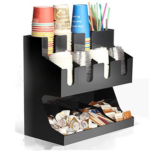 紙コップホルダー カップ ブラックアクリルカップホルダーミルクティーコーヒー 棚ミルクティーショップ用品 スタンド 木製カップディスペンサー 紙カップと蓋収