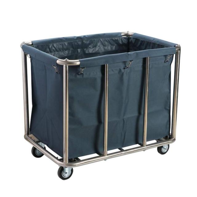 洗濯物入れの選別機のカート、鉄骨フレームの頑丈なホテルのリネントロリー、大きい商業洗濯物入れ (Color : Blue)