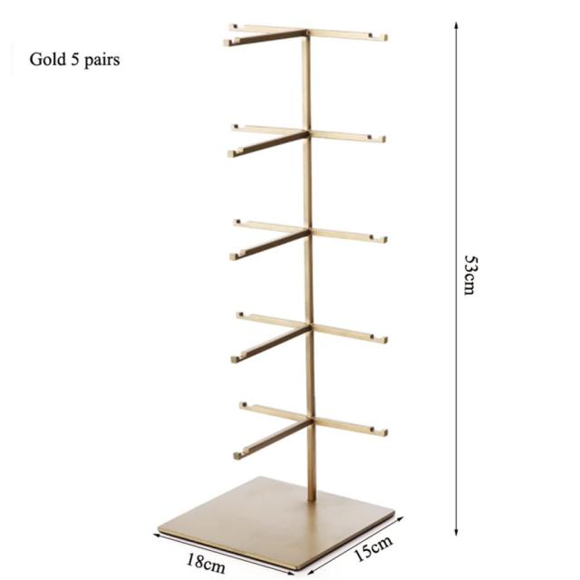 めがね置き メガネ眼鏡メタルゴールドブラックディスプレイスタンドシェルフメガネディスプレイショースタンドホルダーラック5サイズオプション 化粧品ケース (C