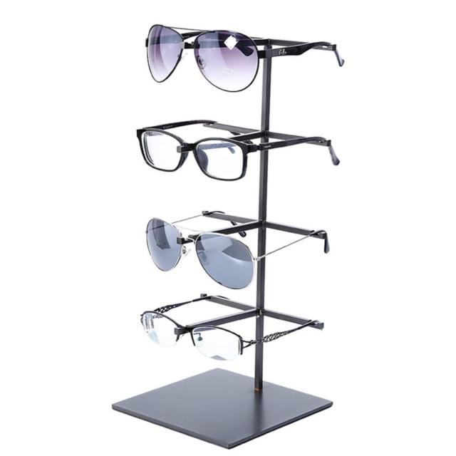 めがね置き メガネ眼鏡メタルゴールドブラックディスプレイスタンドシェルフメガネディスプレイショースタンドホルダーラック5サイズオプション 化粧品ケース (C