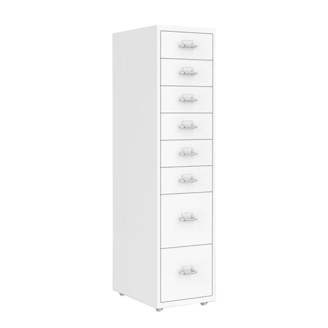 8引き出し縦型ファイルキャビネット、ホームオフィス用のスリムな幅の金属製モバイルファイルキャビネット、簡単な組み立て、11.02x16.14x42.91インチ、白 (Colo
