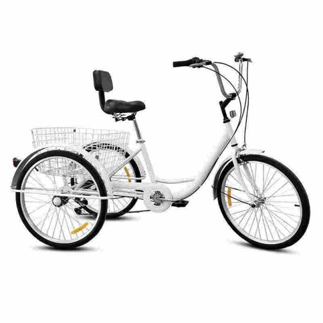 大人用三輪車 インチ スピード 輪自転車 大人用 三輪自転車 トライク マンパワーペダル 三輪車 男性女性向けショッピング 買い物かご付き_10