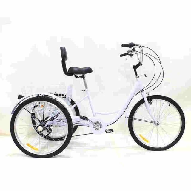 大人用三輪車 インチ スピード 輪自転車 大人用 三輪自転車 トライク マンパワーペダル 三輪車 男性女性向けショッピング 買い物かご付き_3