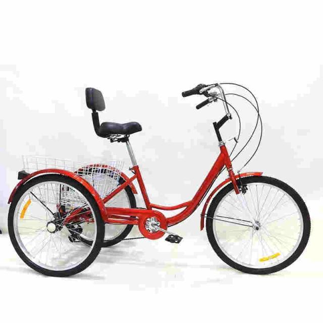 大人用三輪車 インチ スピード 輪自転車 大人用 三輪自転車 トライク マンパワーペダル 三輪車 男性女性向けショッピング 買い物かご付き_4