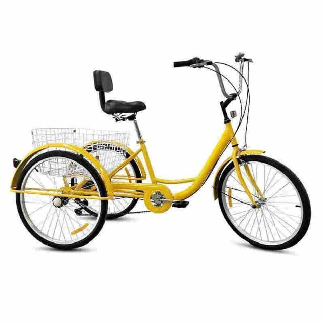 大人用三輪車 インチ スピード 輪自転車 大人用 三輪自転車 トライク マンパワーペダル 三輪車 男性女性向けショッピング 買い物かご付き_9