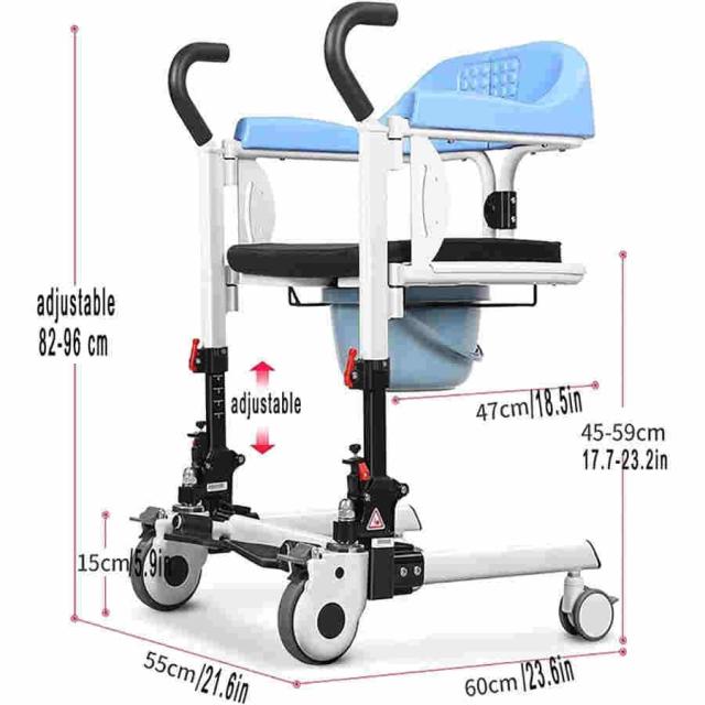 患者リフト 4 in 1 患者リフト 家庭用 患者移送リフター 輸送 車椅子 ベッドサイド便器 バスルームシャワーチェア 180°分割シートと便器付き 高齢者 高齢者_1
