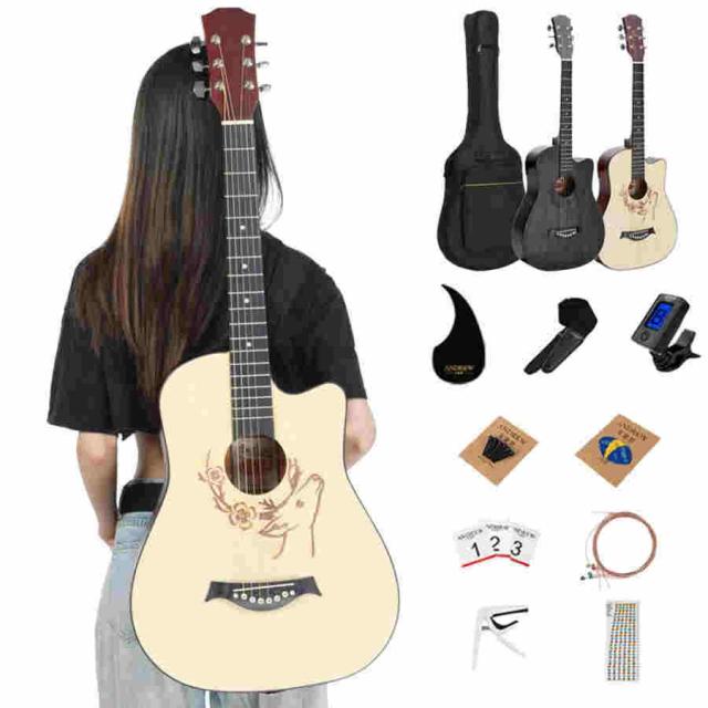 ギター 初心者 アコースティックギター 小学生 大人用 初級 クラシックギター 初心者 入門 ギター シナノキ アコースティックギターセット (ナチュラル)