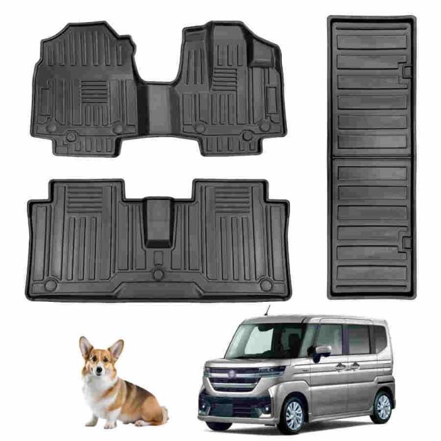 適合対応新型 スズキ スペーシア/スペーシアカスタム 3代目 MK54S/MK94Sスペーシアカスタム フロアマット+ラゲッジマット 2023年11月?現行 3D スペーシアカスタ