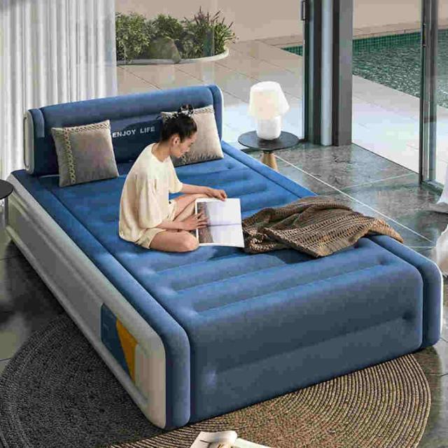 エアーベッド エアーマット【2024新登場】シングルサイズ エアーマットレス枕付き 空気ベッド 電動ポンプ内蔵 フロック表面加工 耐久 安定 エアーマット 空気ベ