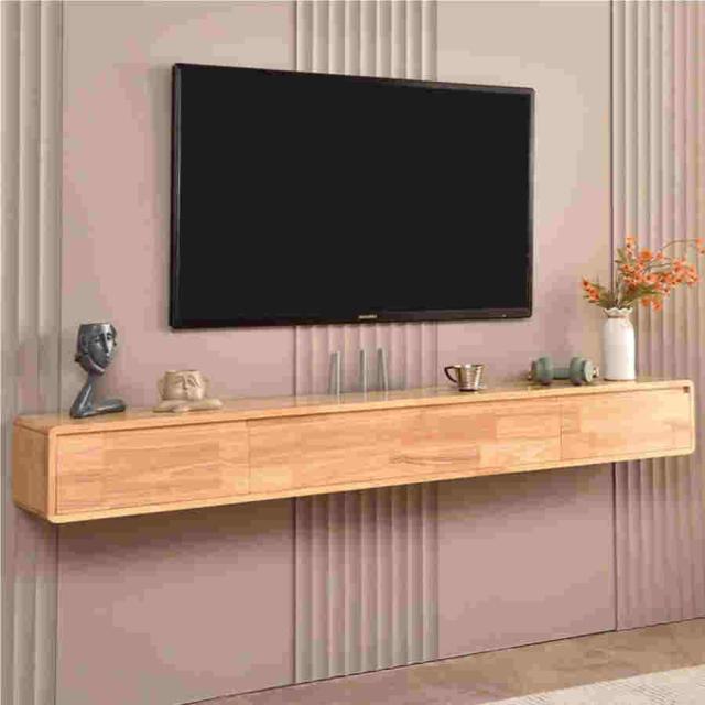 フローティングテレビスタンド - テレビ ローボード - テレビ台 壁掛け式、エンターテイメントセンターテレビ収納棚、無垢材フローティングテレビスタンド壁掛け
