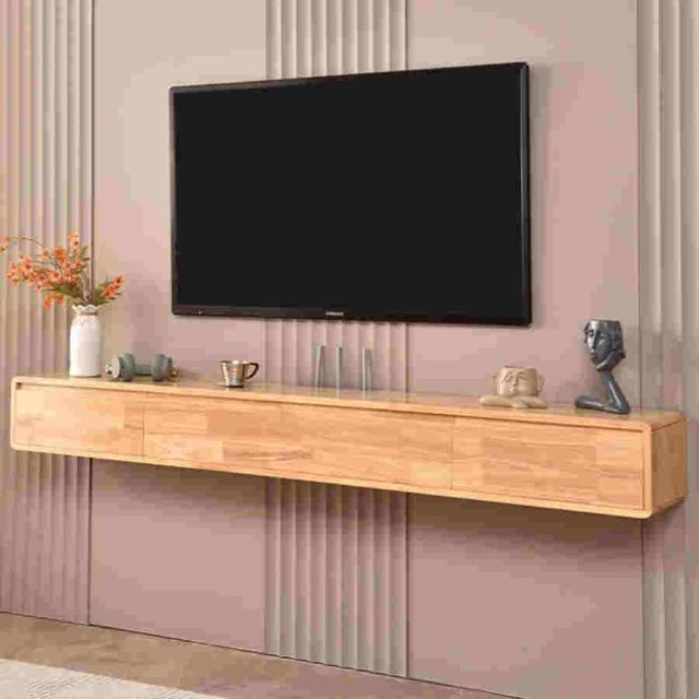 フローティングテレビスタンド - テレビ ローボード - テレビ台 壁掛け式、エンターテイメントセンターテレビ収納棚、無垢材フローティングテレビスタンド壁掛け_10