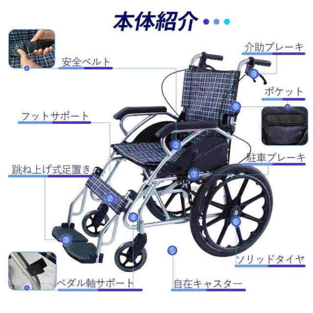 軽量車椅子 コンパクト【アルミフレーム】【自走式車椅子】折り畳み式車椅子 車椅子値段【介護?介助用】組み立て不要 アルミ製軽量 自走式車椅子 20インチ車椅子_3