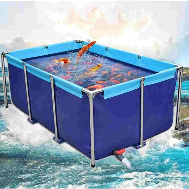 大型水槽 長方形プール 大型養殖用プール キャンバスの魚のいる池 大きい水槽 レクタングラフレームプール 立体養魚池 折りたたみ帆布生簀 ブラケ