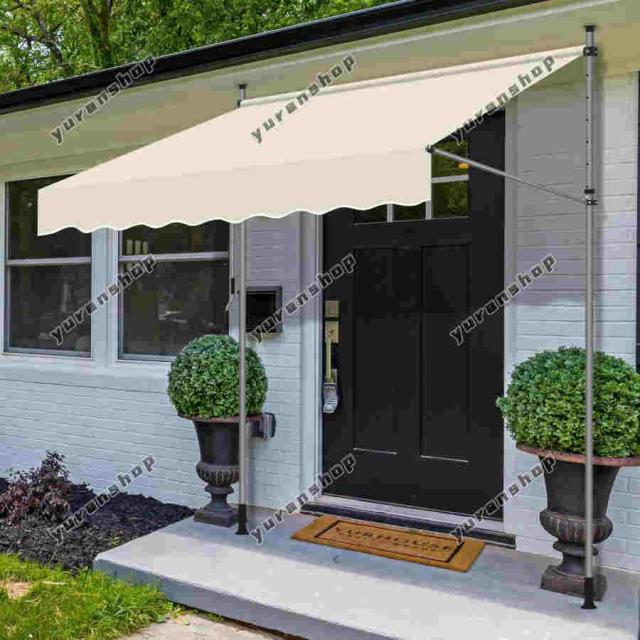 オーニングテント 幅2m/2.5m/3m/3.5m/4m 突っ張り式サンシェード つっぱり式 オーニング 角度 高さの調節 格納式手動日よけ 取り付けが簡単、テラス、ガゼボ、庭