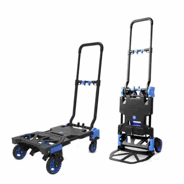 フラットカート ツーバイフォー ハンドトラック/台車 キャリーカート 2way 両用 折りたたみ式 高さ調節可能 軽量 業務用 折り畳み台車 コンパクト 2輪/4輪自由転